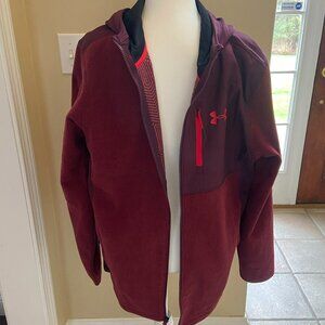 Under Armour Full Zip Heat Gear Fleece Jacket Size Large Maroon